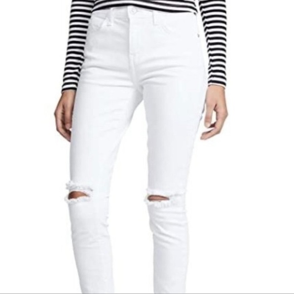 current elliott the stiletto white ripped released hem jean - Picture 1 of 17